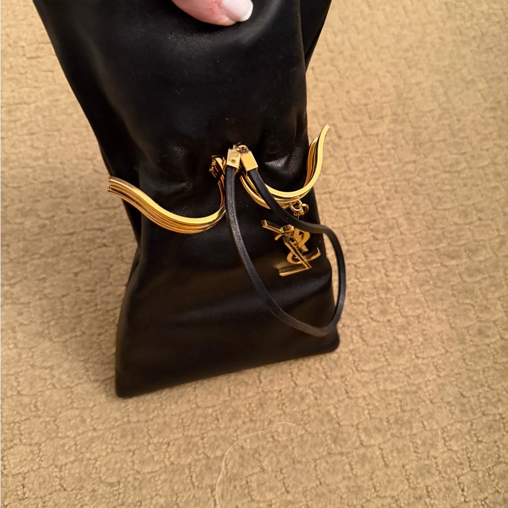 Yves Saint Laurent Black Clutch with Gold Accents - Picture 4 of 6